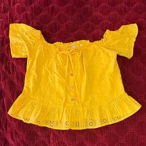 Daytrip Yellow Eyelet Off-Shoulder Blouse